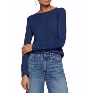 J Brand | Crete Button-Sleeve Tee in Indigo Blue